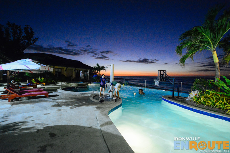 The Kahuna resort pool illuminated